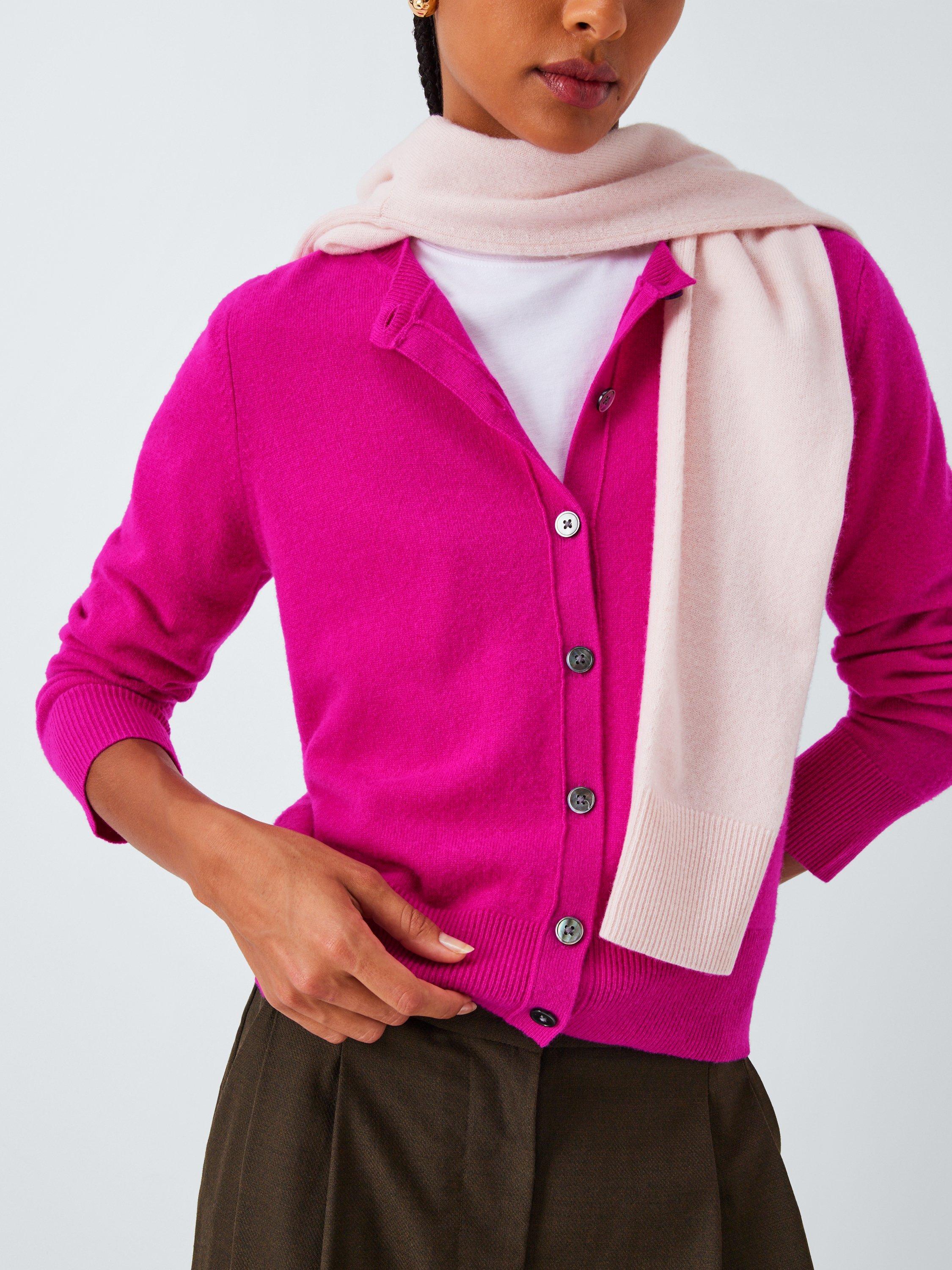 Product image 5 of 6, which shows John Lewis Cashmere Crew Neck Cardigan, Pink, 8