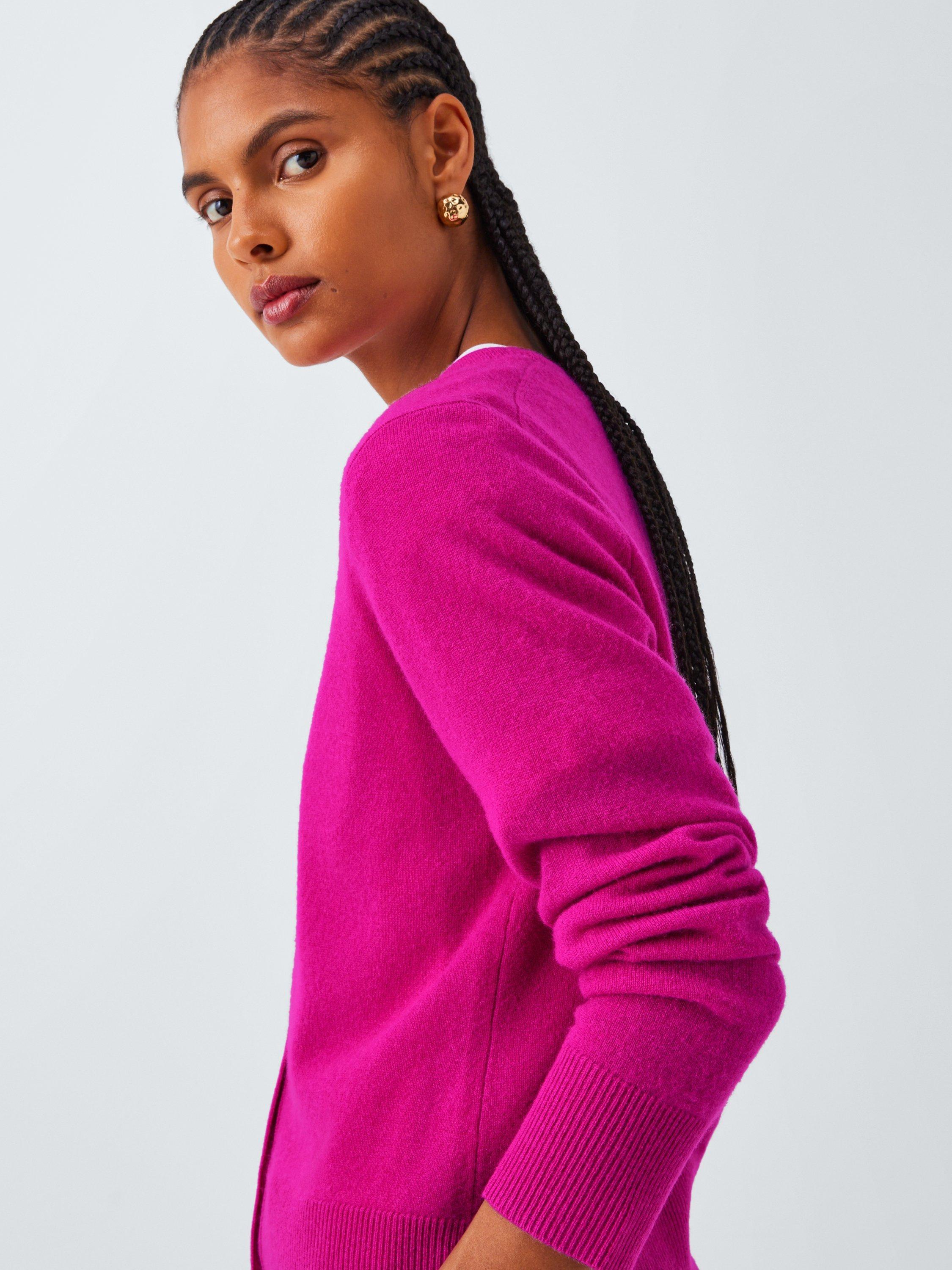 Product image 6 of 6, which shows John Lewis Cashmere Crew Neck Cardigan, Pink, 8