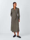 John Lewis Bonnie Geometric Print Midi Shirt Dress, Black/White