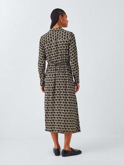 John Lewis Bonnie Geometric Print Midi Shirt Dress, Black/White - view 2, Black/White