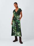 John Lewis Cap Sleeve Wild Highland Print Midi Dress, Green/Multi