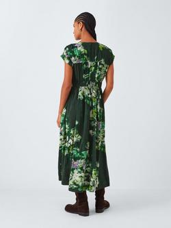 John Lewis Cap Sleeve Wild Highland Print Midi Dress containing TENCEL™ Lyocell - view 2, Green/Multi