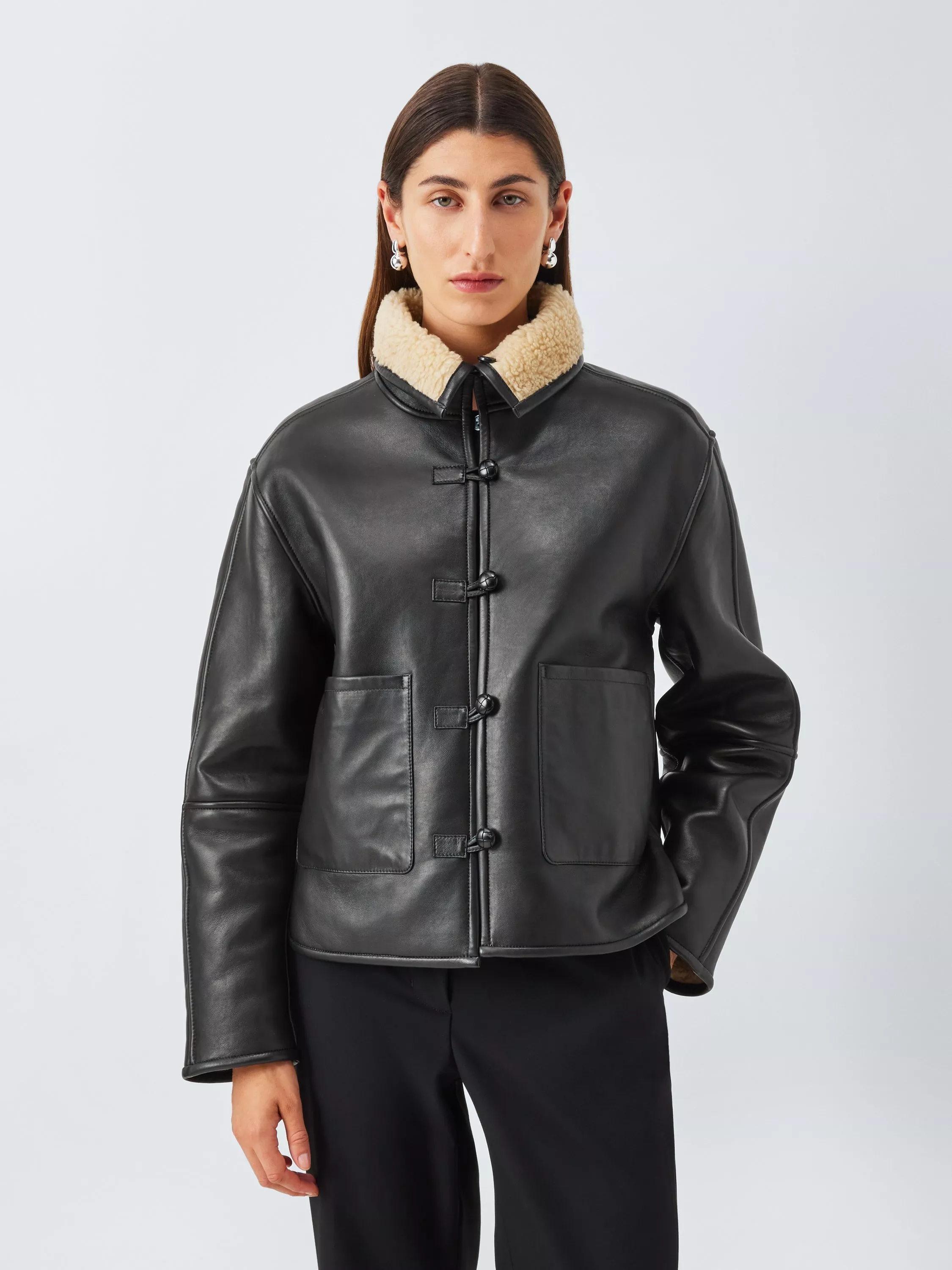 John Lewis Reversible Real Leather and Faux Shearling Jacket