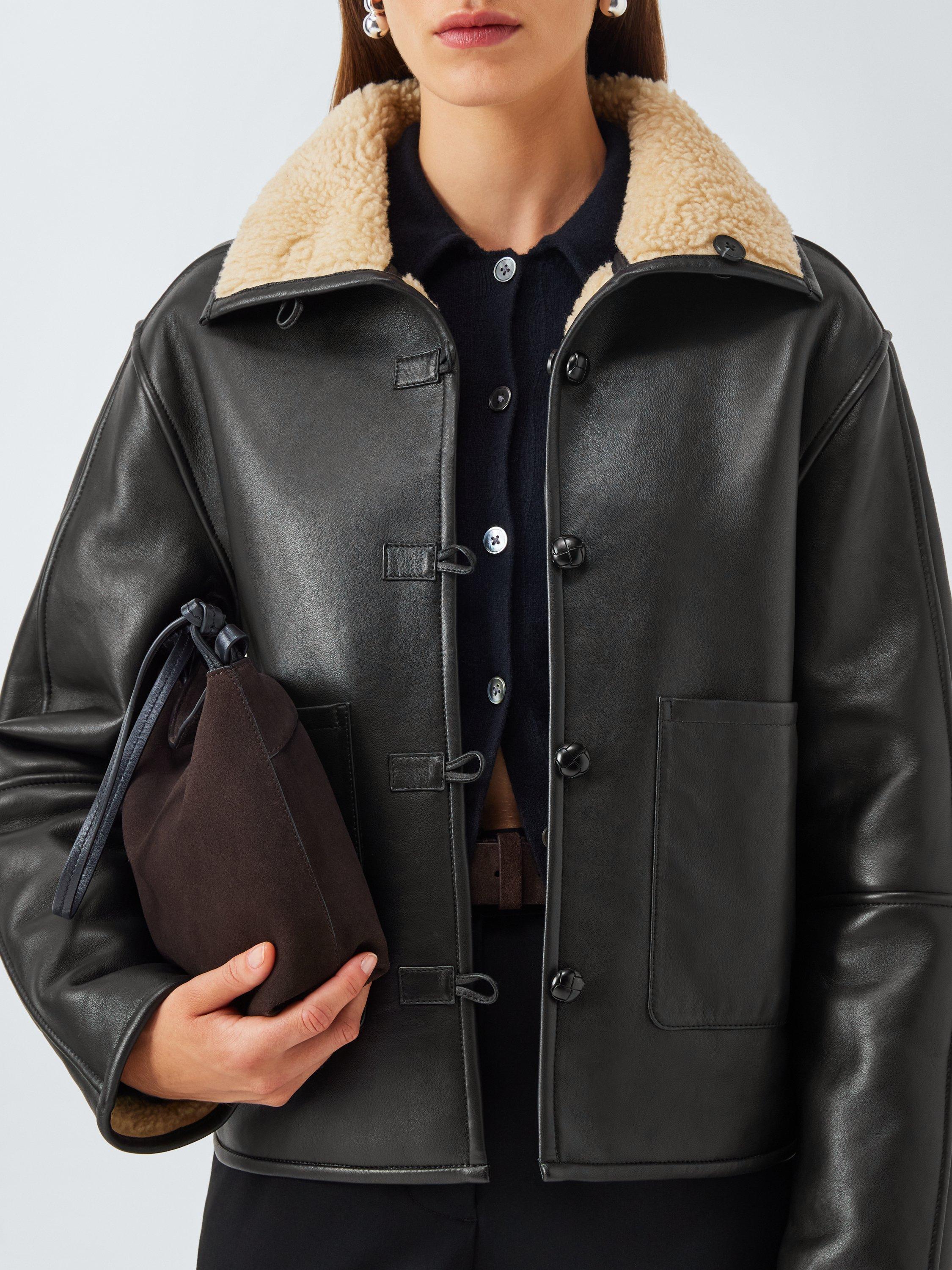 John Lewis Reversible Real Leather and Faux Shearling Jacket