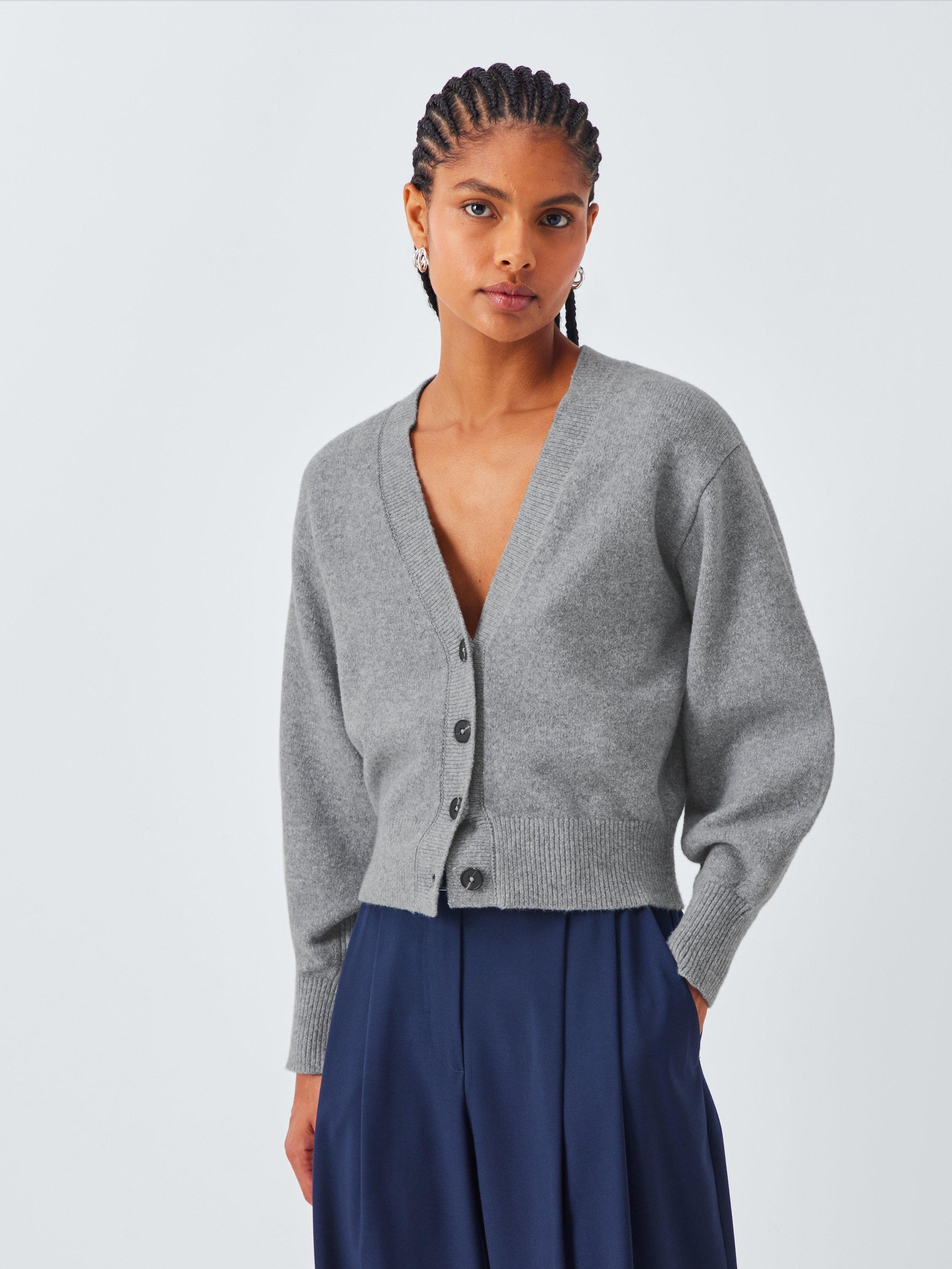 Product image 1 of 6, which shows John Lewis Soft Cotton Wool Blend Cardigan, Grey, XS
