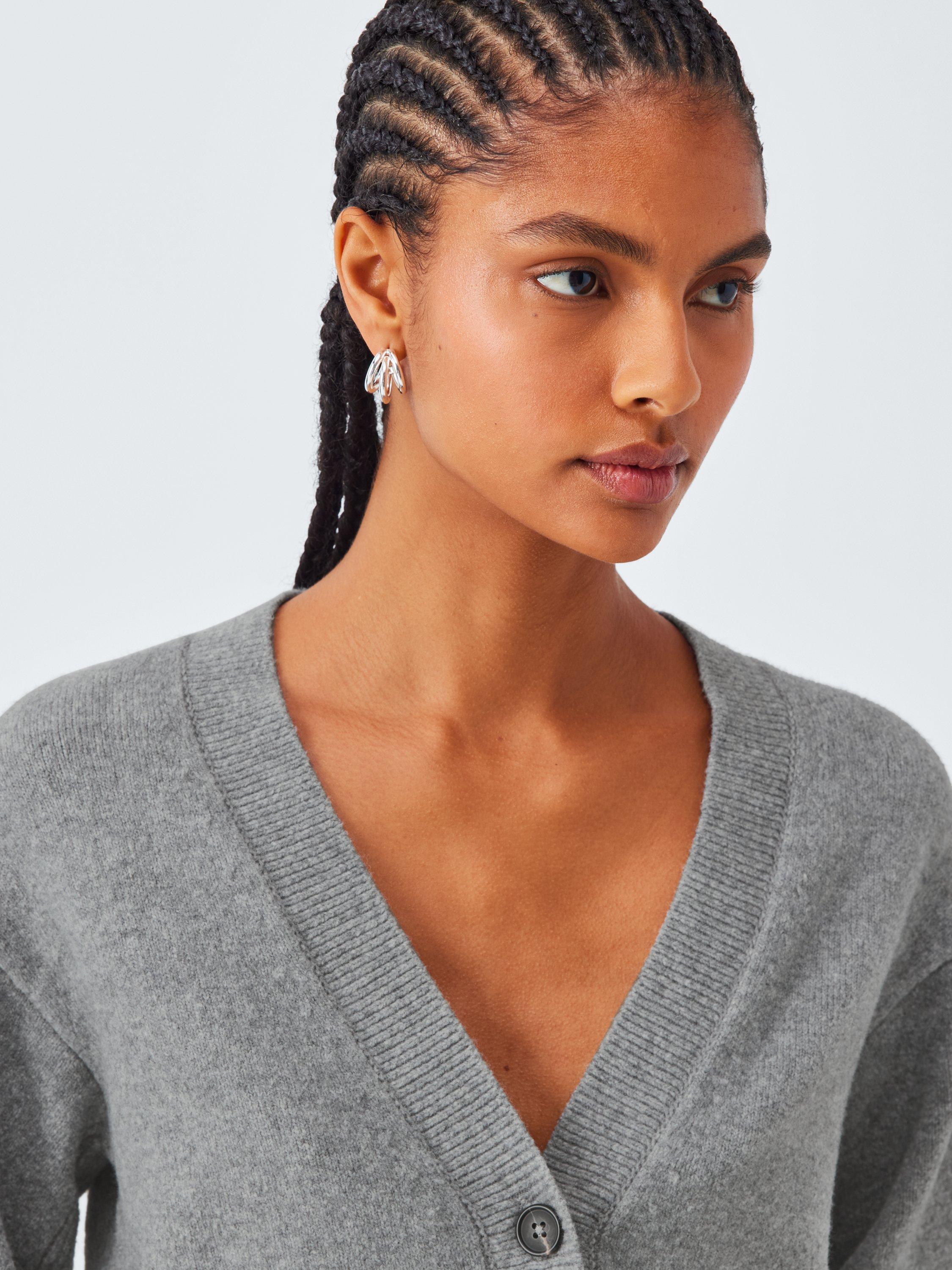 Product image 5 of 6, which shows John Lewis Soft Cotton Wool Blend Cardigan, Grey, XS