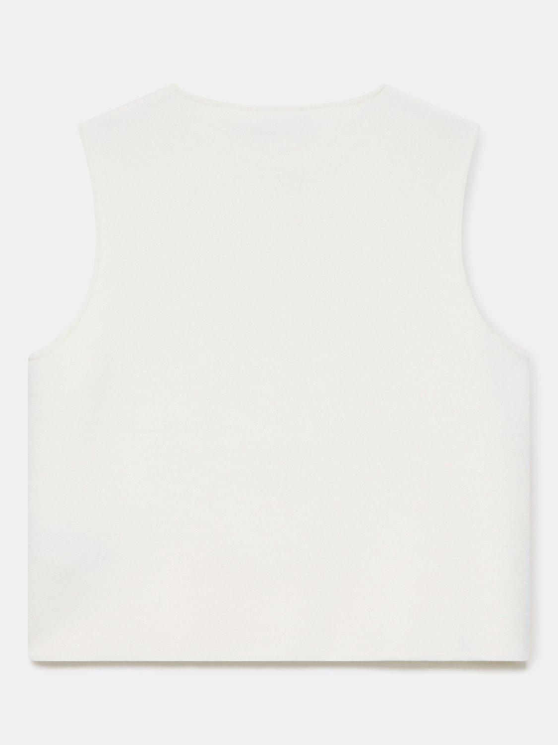 Product image 7 of 8, which shows Mint Velvet Knitted Cropped Waistcoat, White Ivory, L