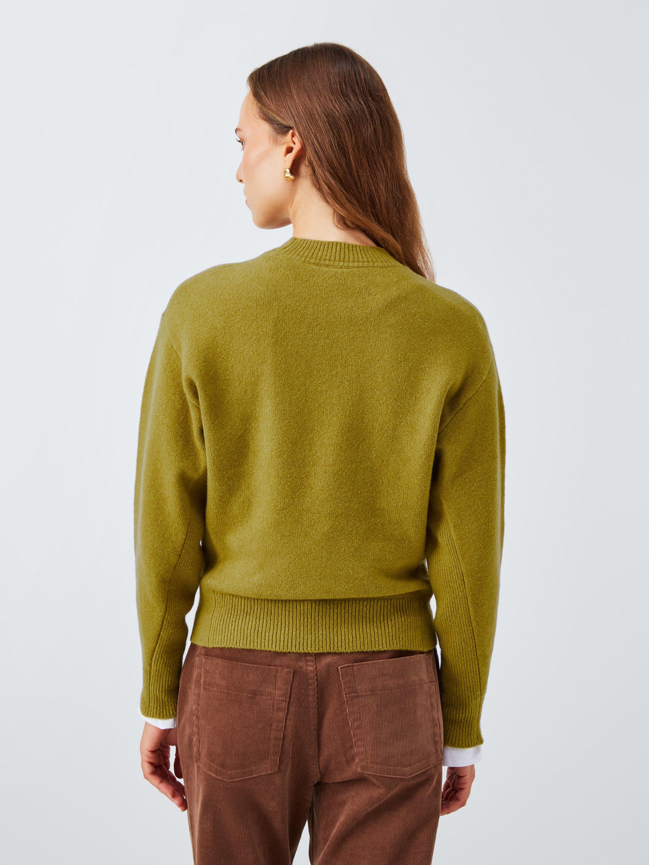 Product image 2 of 6, which shows John Lewis Soft Cotton & Wool Blend Crew Neck Jumper, Olive, L