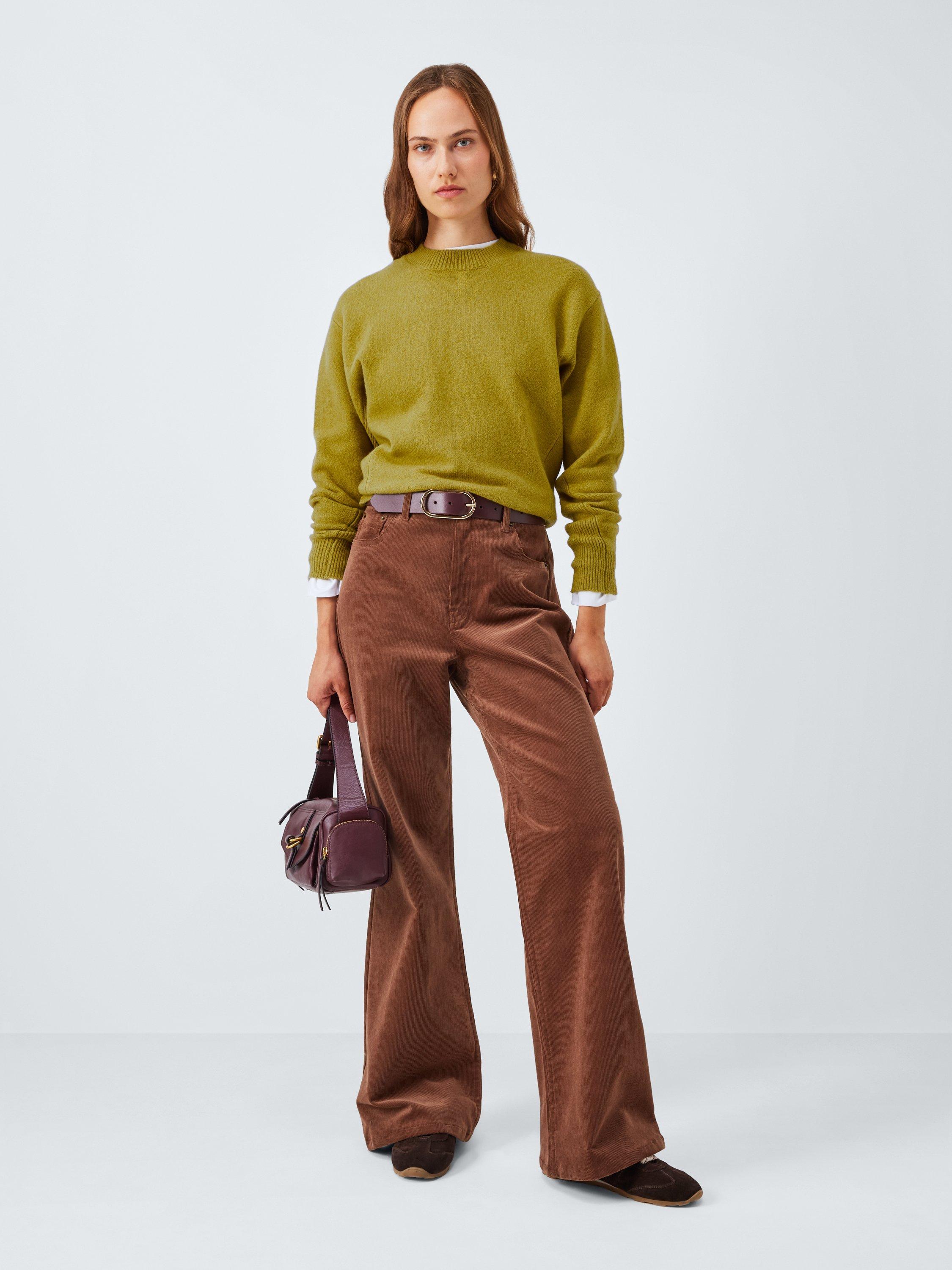 Product image 3 of 6, which shows John Lewis Soft Cotton & Wool Blend Crew Neck Jumper, Olive, L
