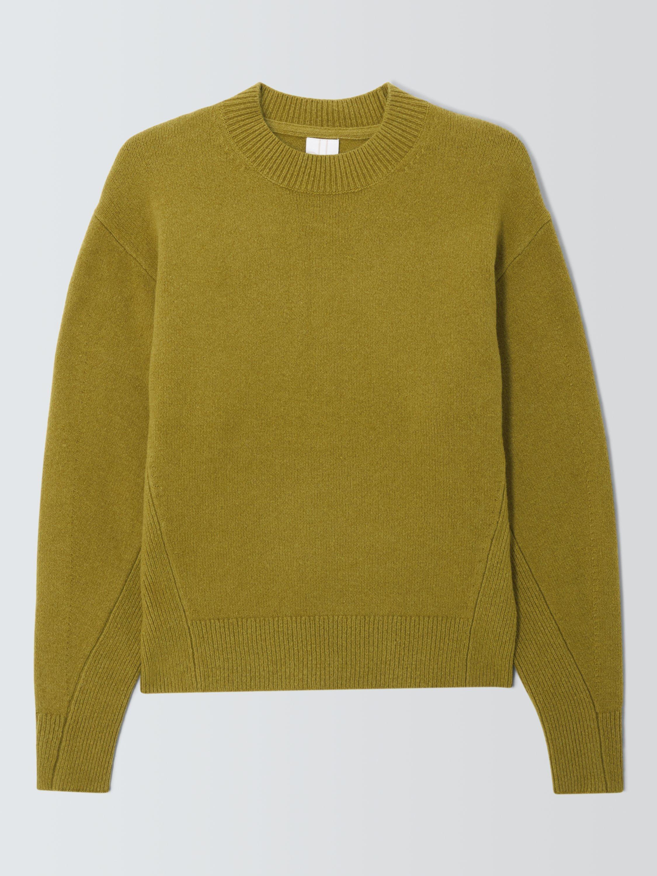 Product image 4 of 6, which shows John Lewis Soft Cotton & Wool Blend Crew Neck Jumper, Olive, L