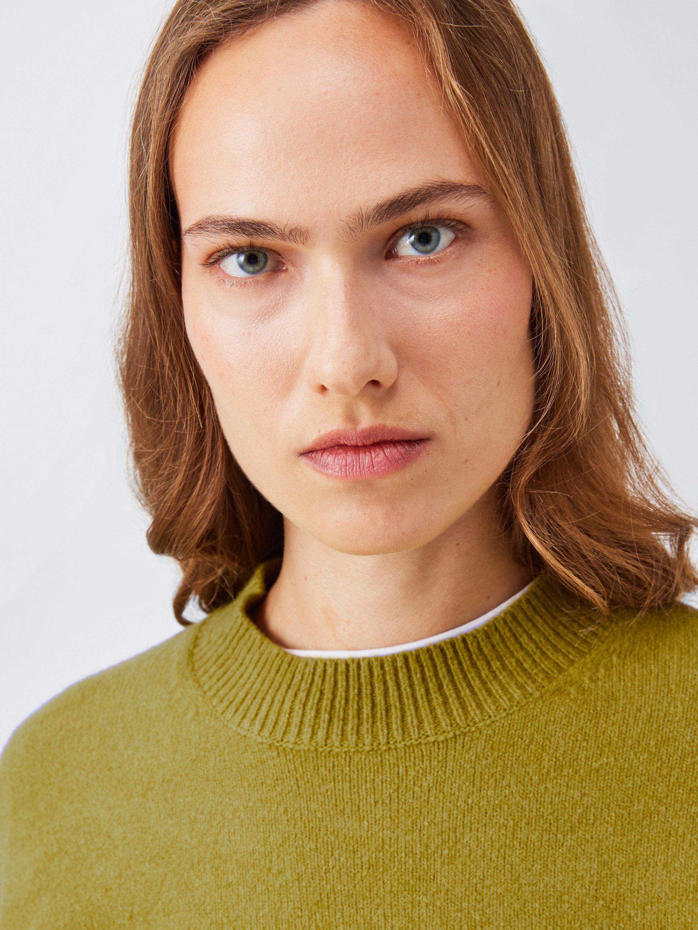 Product image 5 of 6, which shows John Lewis Soft Cotton & Wool Blend Crew Neck Jumper, Olive, L