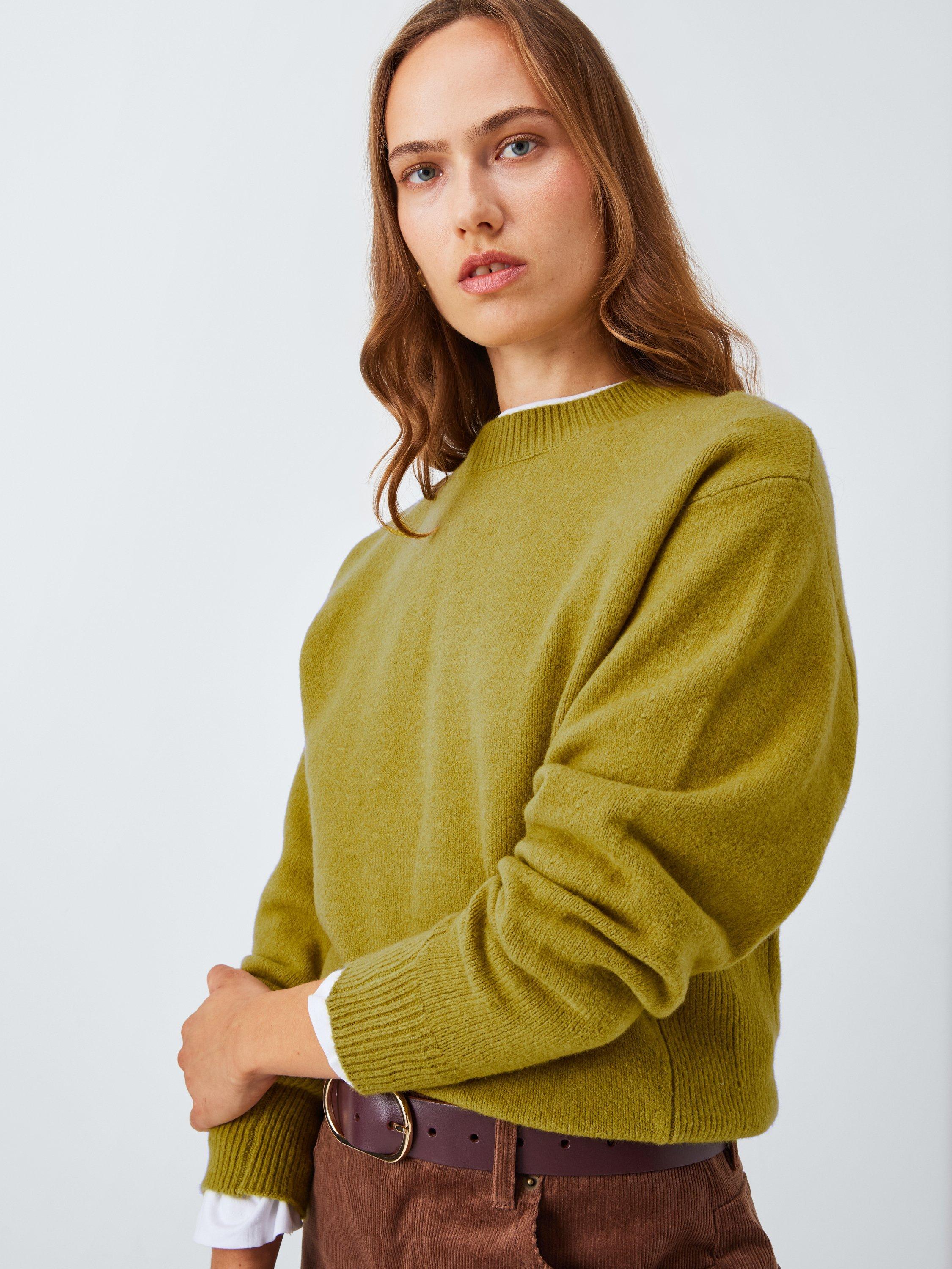 Product image 6 of 6, which shows John Lewis Soft Cotton & Wool Blend Crew Neck Jumper, Olive, L