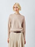John Lewis Soft Cotton & Wool Blend Crew Neck Jumper, Toast