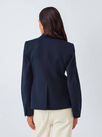 John Lewis Single Breasted Ponte Jacket, Black - view 2, Navy