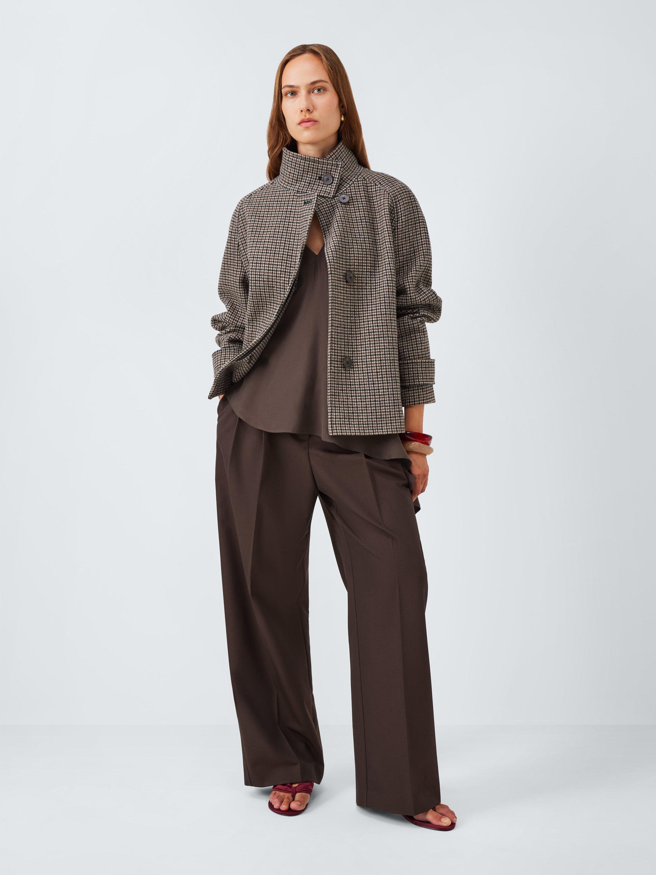 Product image 3 of 6, which shows John Lewis Sleeveless Draped Ruffle Top containing LENZING™ ECOVERO™ Viscose, Brown, 8