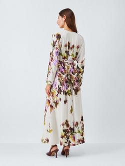 John Lewis Floral Long Sleeve Round Neck Maxi Dress containing LENZING™ ECOVERO™ Viscose - view 2, White/Multi