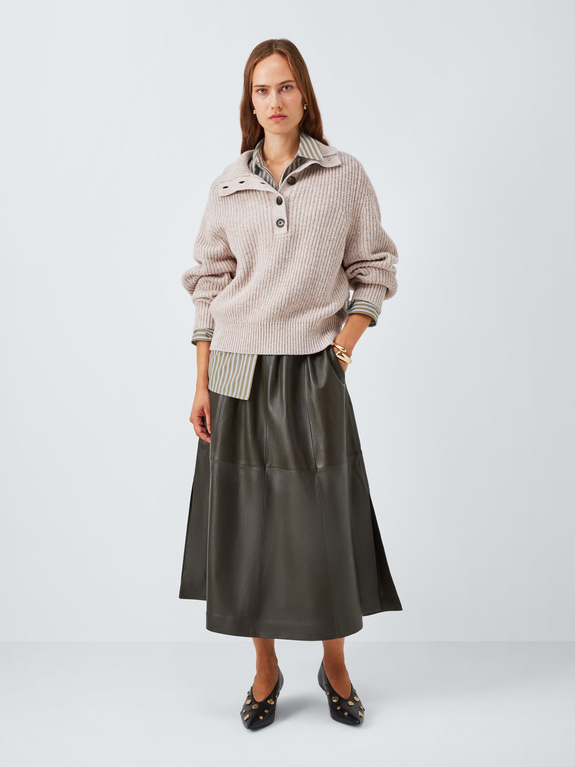 Product image 3 of 6, which shows John Lewis Split Sleeve Striped Cotton Shirt, Natural Stripe, 14