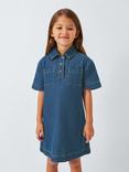 John Lewis Kids' Collar Denim Mini Dress, Blue Denim