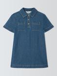 John Lewis Kids' Collar Denim Mini Dress, Blue Denim