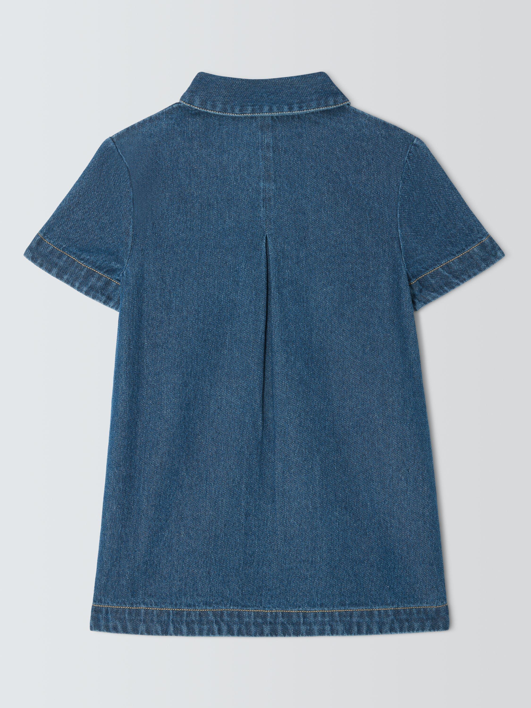 Product image 2 of 3, which shows John Lewis Kids' Collar Denim Mini Dress, Blue Denim, 3 years