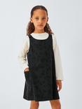 John Lewis Kids' Jersey Top & Leopard Print Pinafore Dress, Grey Denim