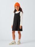 John Lewis Kids' Jersey Top & Leopard Print Pinafore Dress, Grey Denim