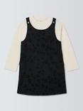 John Lewis Kids' Jersey Top & Leopard Print Pinafore Dress, Grey Denim