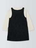 John Lewis Kids' Jersey Top & Leopard Print Pinafore Dress, Grey Denim