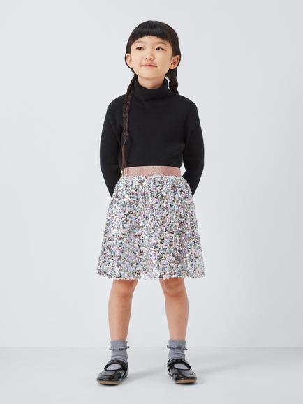 John Lewis Kids' Sequin Party Skirt, Multi - view 2, Multi