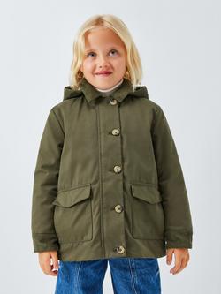 John Lewis Kids' Corduroy Trim Barn Jacket, Khaki Green, Khaki Green