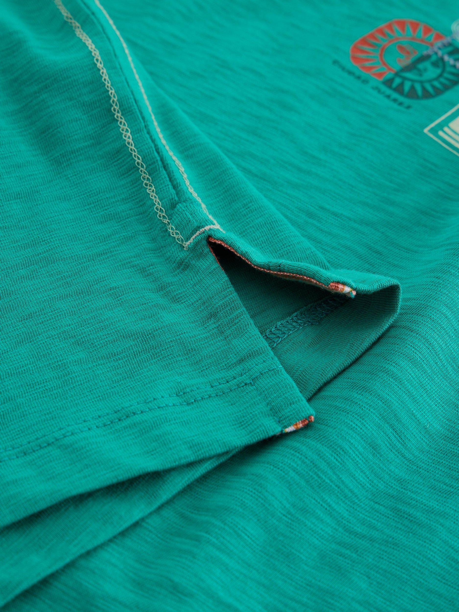 Product image 6 of 6, which shows White Stuff Cotton Regular Fit Short Sleeve Graphic Travel T-Shirt, Green, S