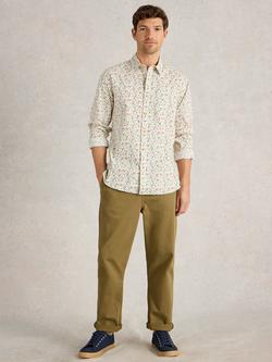 White Stuff Salcombe Cotton Blend Regular Fit Pepper Print Shirt, White/Multi, White/Multi