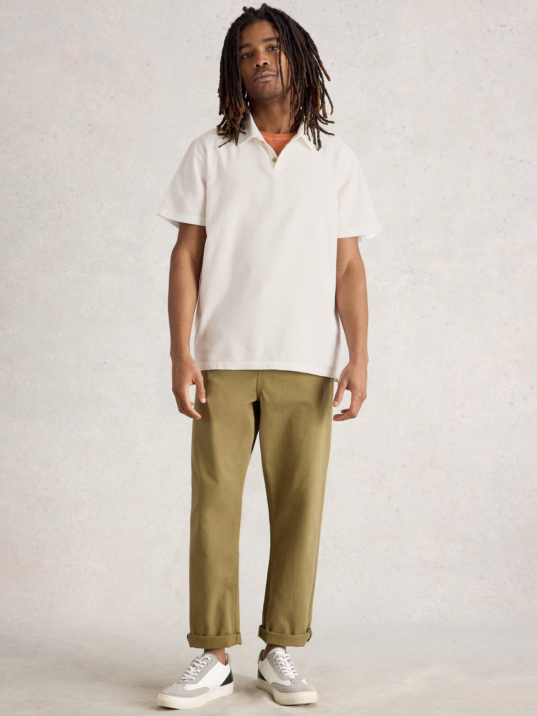 Product image 1 of 6, which shows White Stuff Anderby Organic Cotton Regular Fit Short Sleeve Polo Shirt, Natural White, XXS