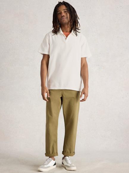 White Stuff Anderby Organic Cotton Regular Fit Short Sleeve Polo Shirt, Natural White, Natural White