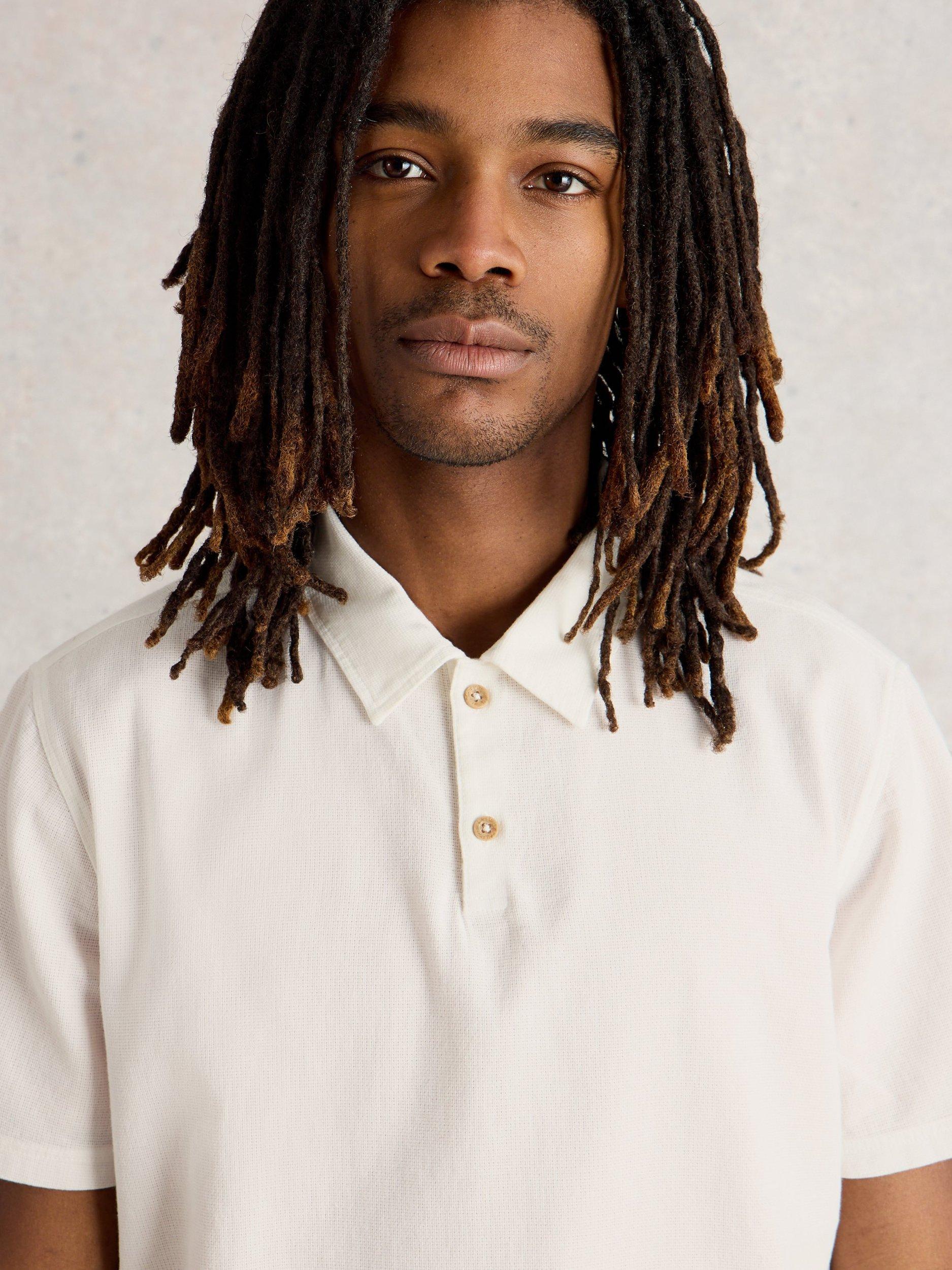 Product image 3 of 6, which shows White Stuff Anderby Organic Cotton Regular Fit Short Sleeve Polo Shirt, Natural White, XXS