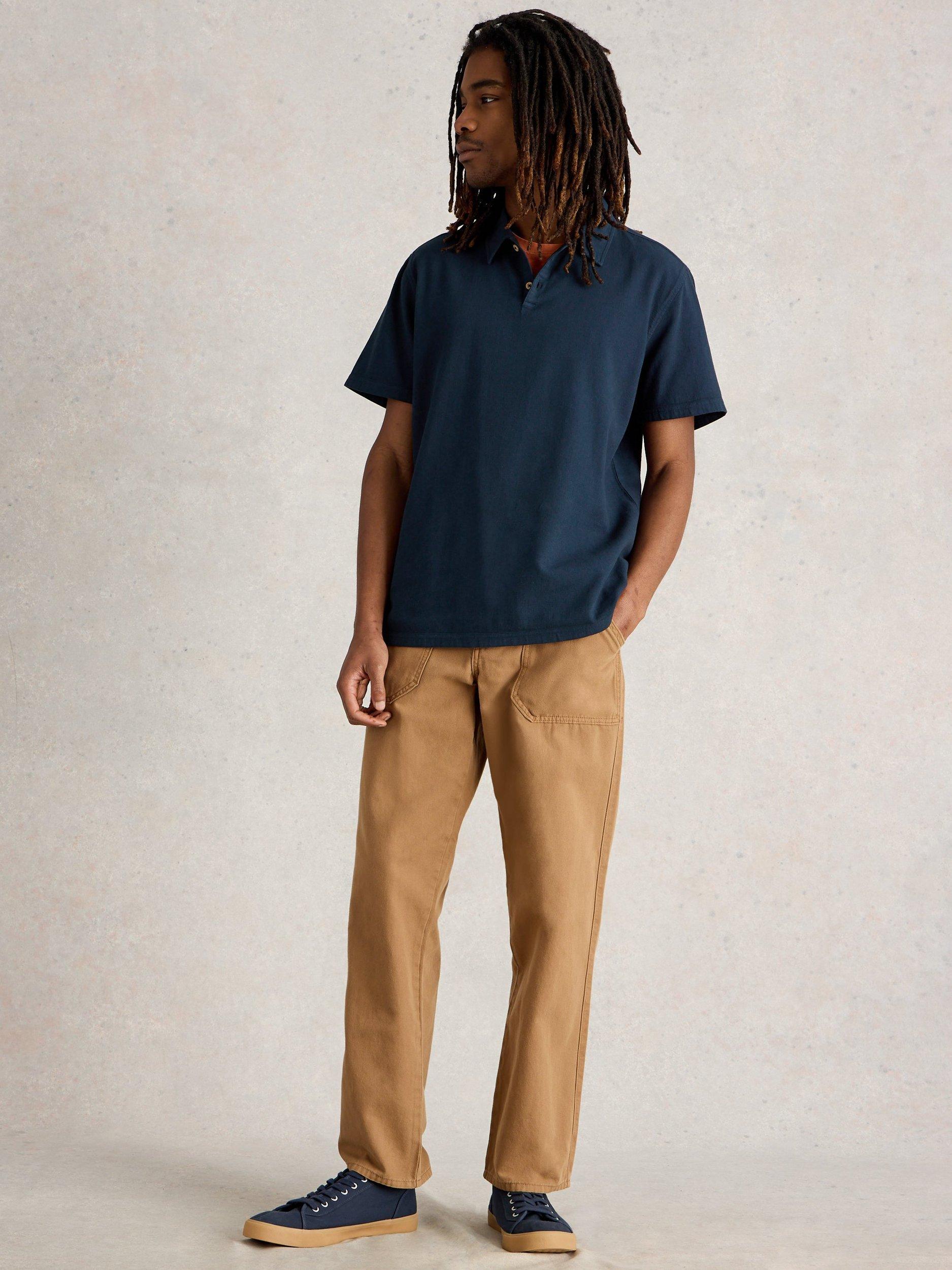 Product image 1 of 6, which shows White Stuff Anderby Organic Cotton Regular Fit Short Sleeve Polo Shirt, Dark Navy, XXS