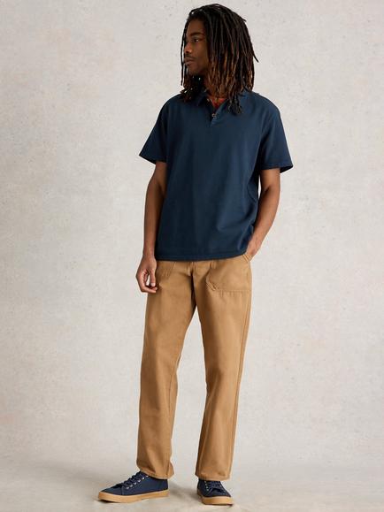 White Stuff Anderby Organic Cotton Regular Fit Short Sleeve Polo Shirt, Dark Navy, Dark Navy