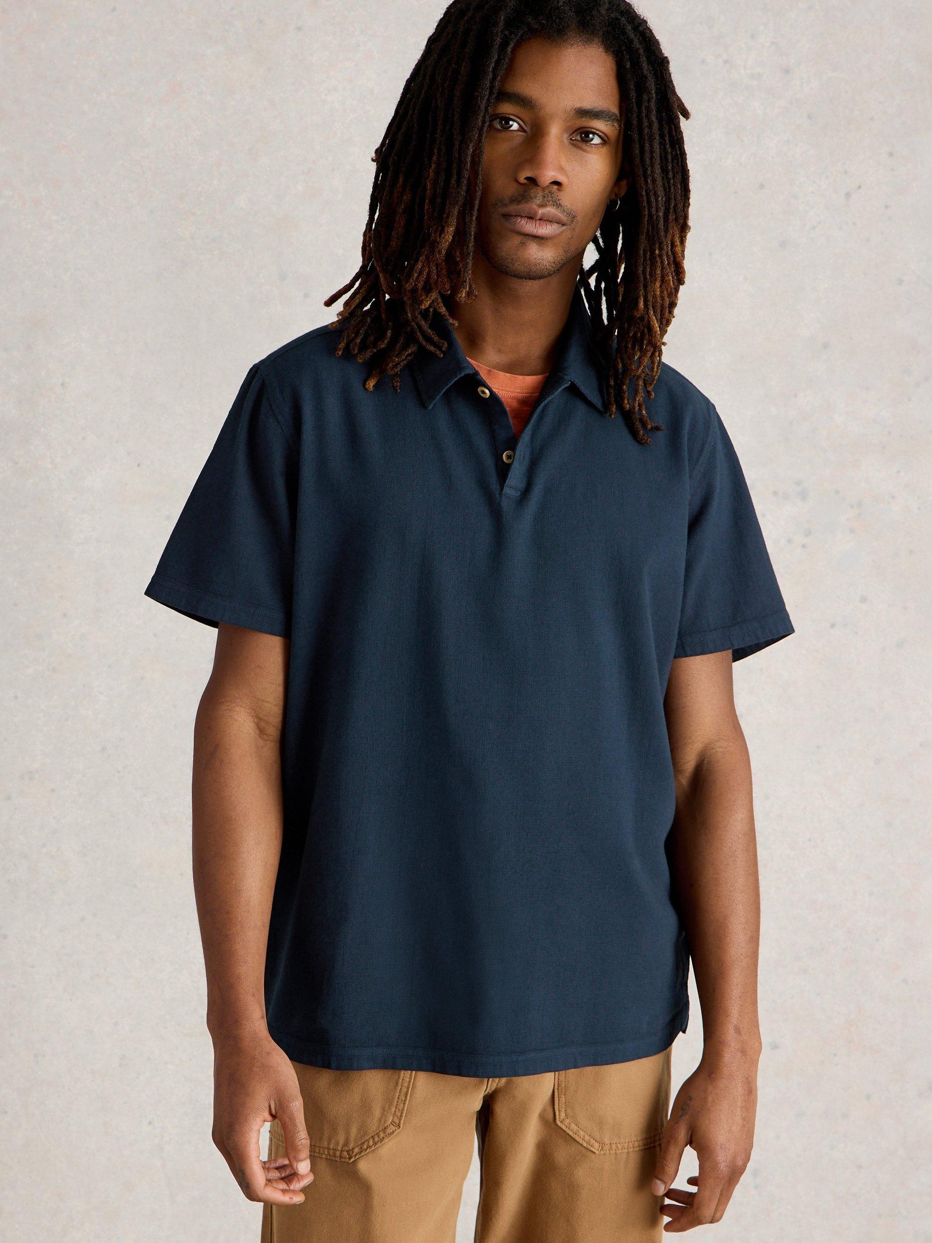 Product image 3 of 6, which shows White Stuff Anderby Organic Cotton Regular Fit Short Sleeve Polo Shirt, Dark Navy, XXS