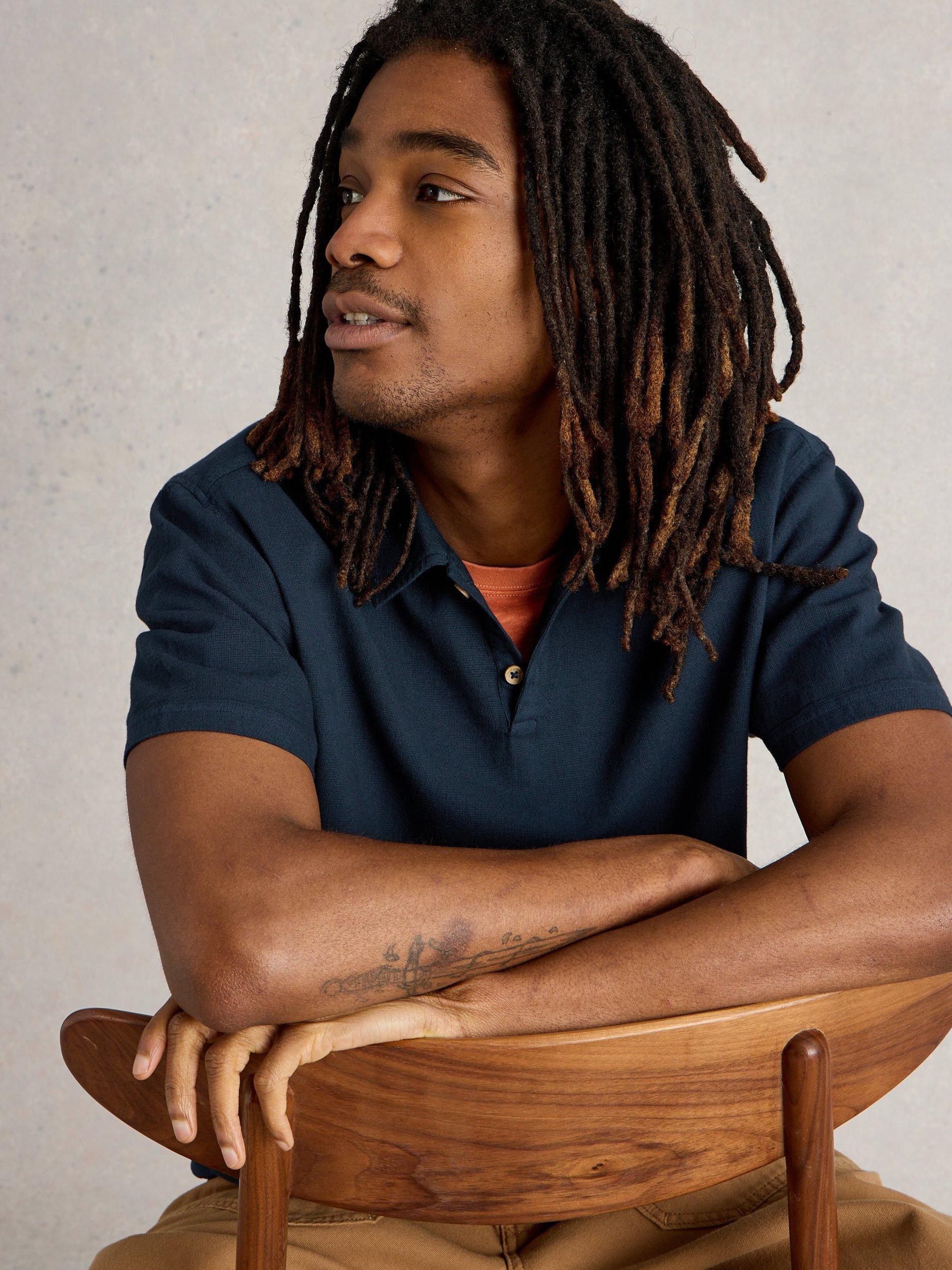 Product image 4 of 6, which shows White Stuff Anderby Organic Cotton Regular Fit Short Sleeve Polo Shirt, Dark Navy, XXS