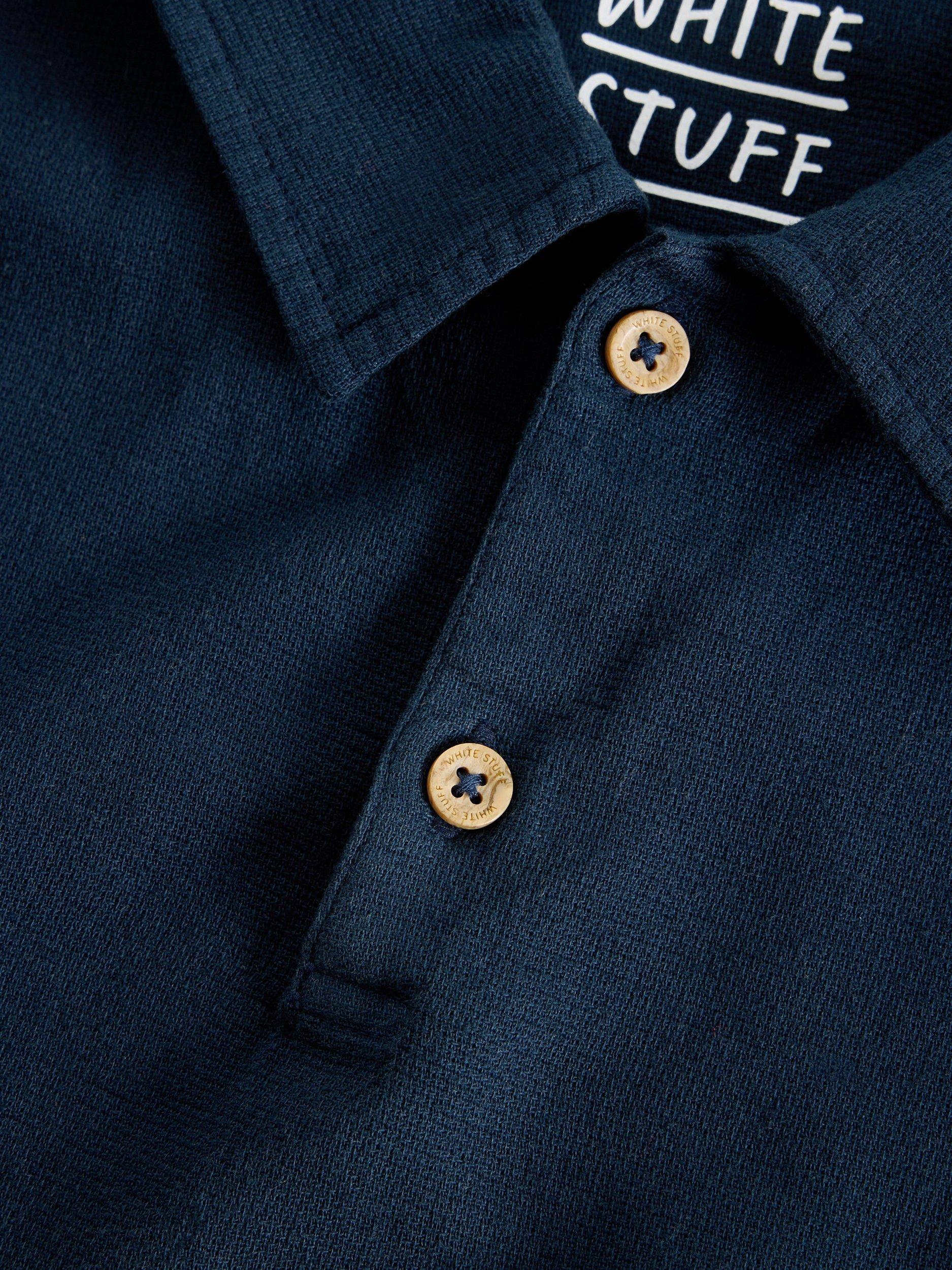 Product image 6 of 6, which shows White Stuff Anderby Organic Cotton Regular Fit Short Sleeve Polo Shirt, Dark Navy, XXS
