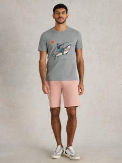 White Stuff Abersoch Cotton Blend Regular Fit Short Sleeve Graphic T-Shirt, Blue Denim, Blue Denim