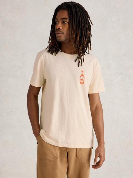 White Stuff Cotton Regular Fit Short Sleeve Chilli Graphic T-Shirt, Yellow, Yellow
