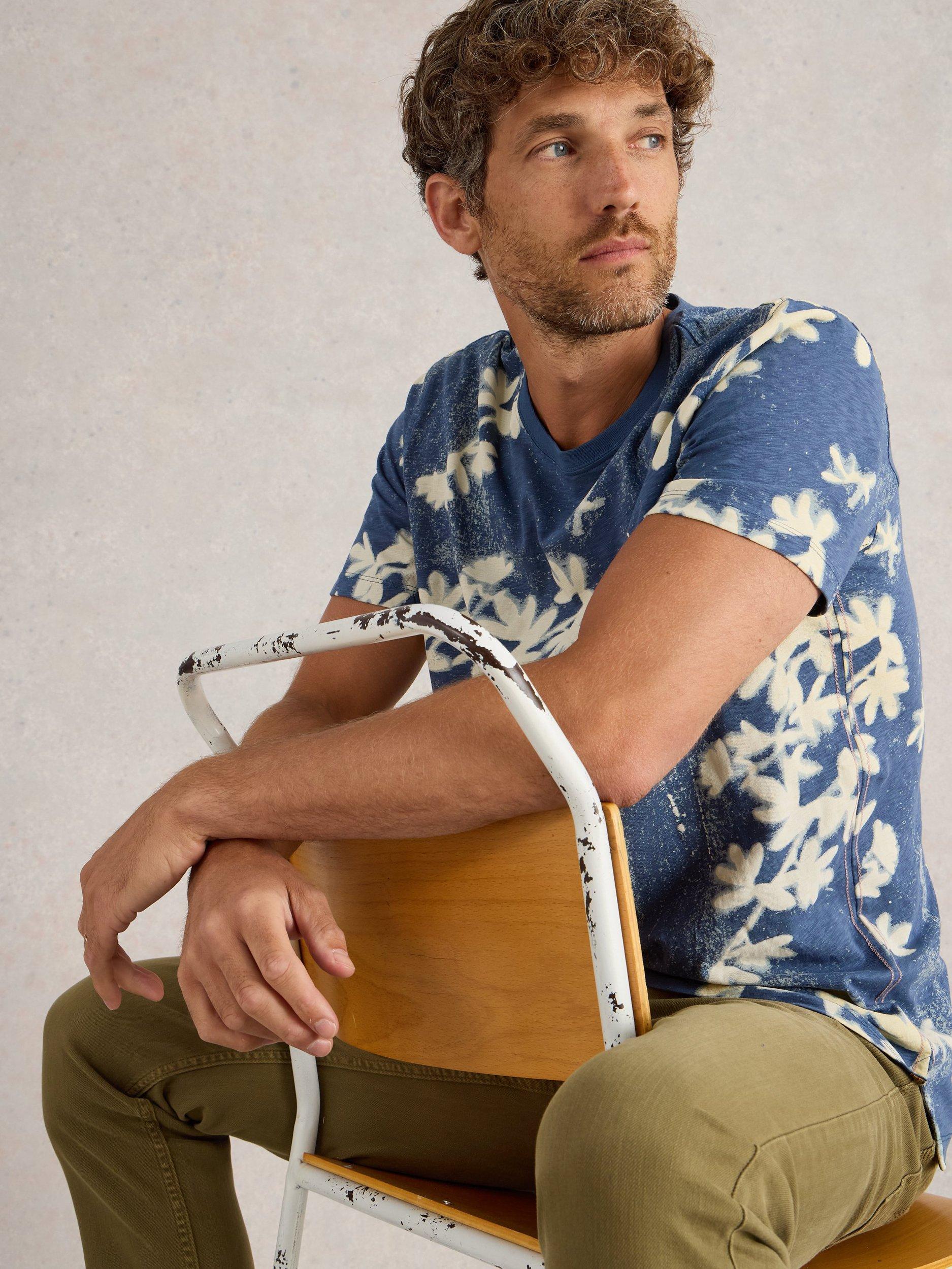 Product image 4 of 6, which shows White Stuff Cotton Regular Fit Floral Print T-Shirt, Navy/Multi, XS