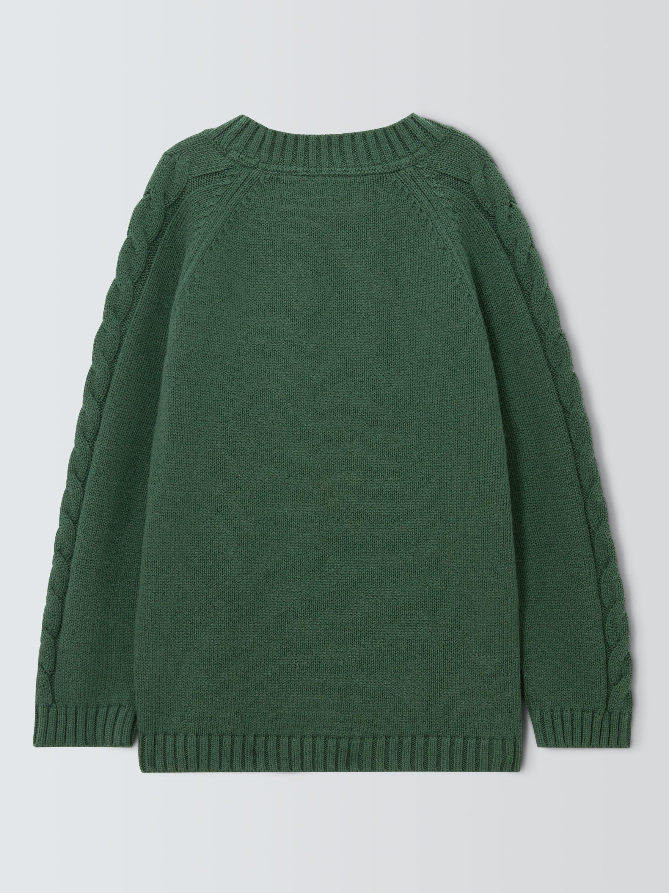 Product image 2 of 3, which shows John Lewis Heirloom Collection Kids' Cable Knit Jumper, Forest Walk, 3 years