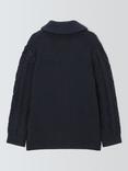 John Lewis Heirloom Collection Kids' Shawl Neck Cable Knit Cardigan, Neat Navy