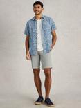 White Stuff Finsbury Linen Blend Regular Fit Floral Print Shirt, Mid Blue