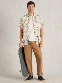 White Stuff Finsbury Cotton Regular Fit Graphic Shirt, Natural/Multi, Natural/Multi