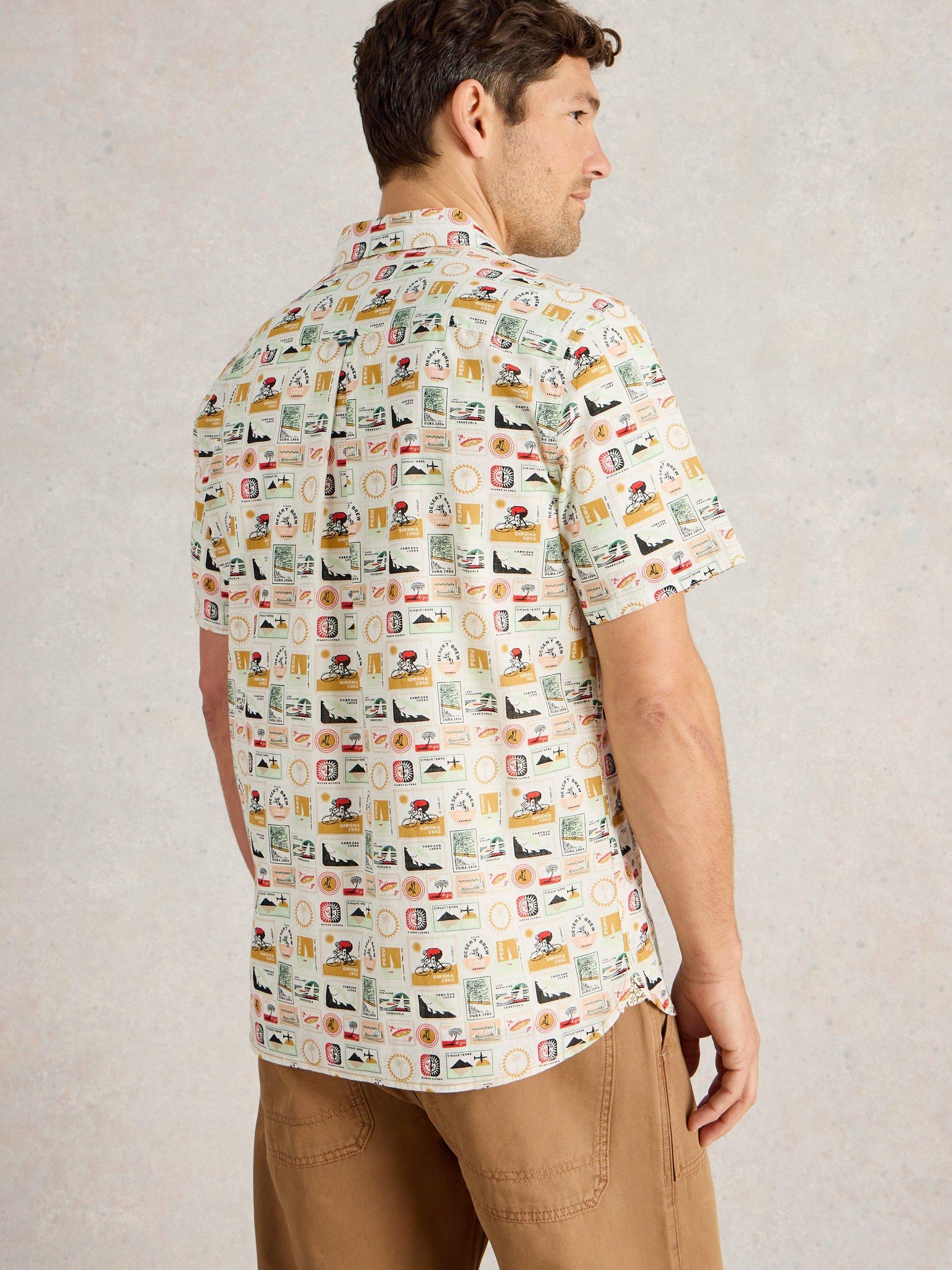 Product image 2 of 6, which shows White Stuff Finsbury Cotton Regular Fit Graphic Shirt, Natural/Multi, XS