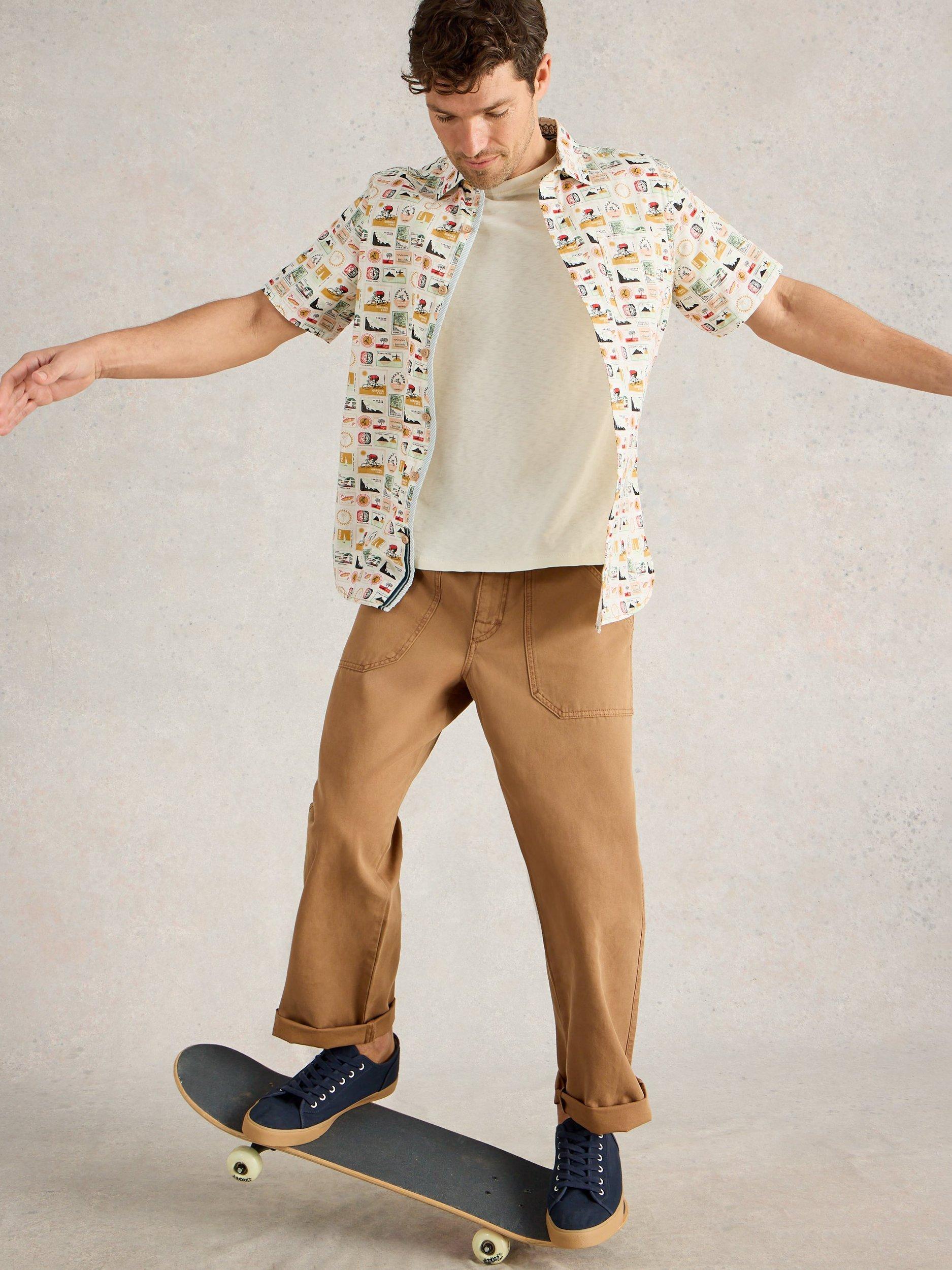 Product image 4 of 6, which shows White Stuff Finsbury Cotton Regular Fit Graphic Shirt, Natural/Multi, XS