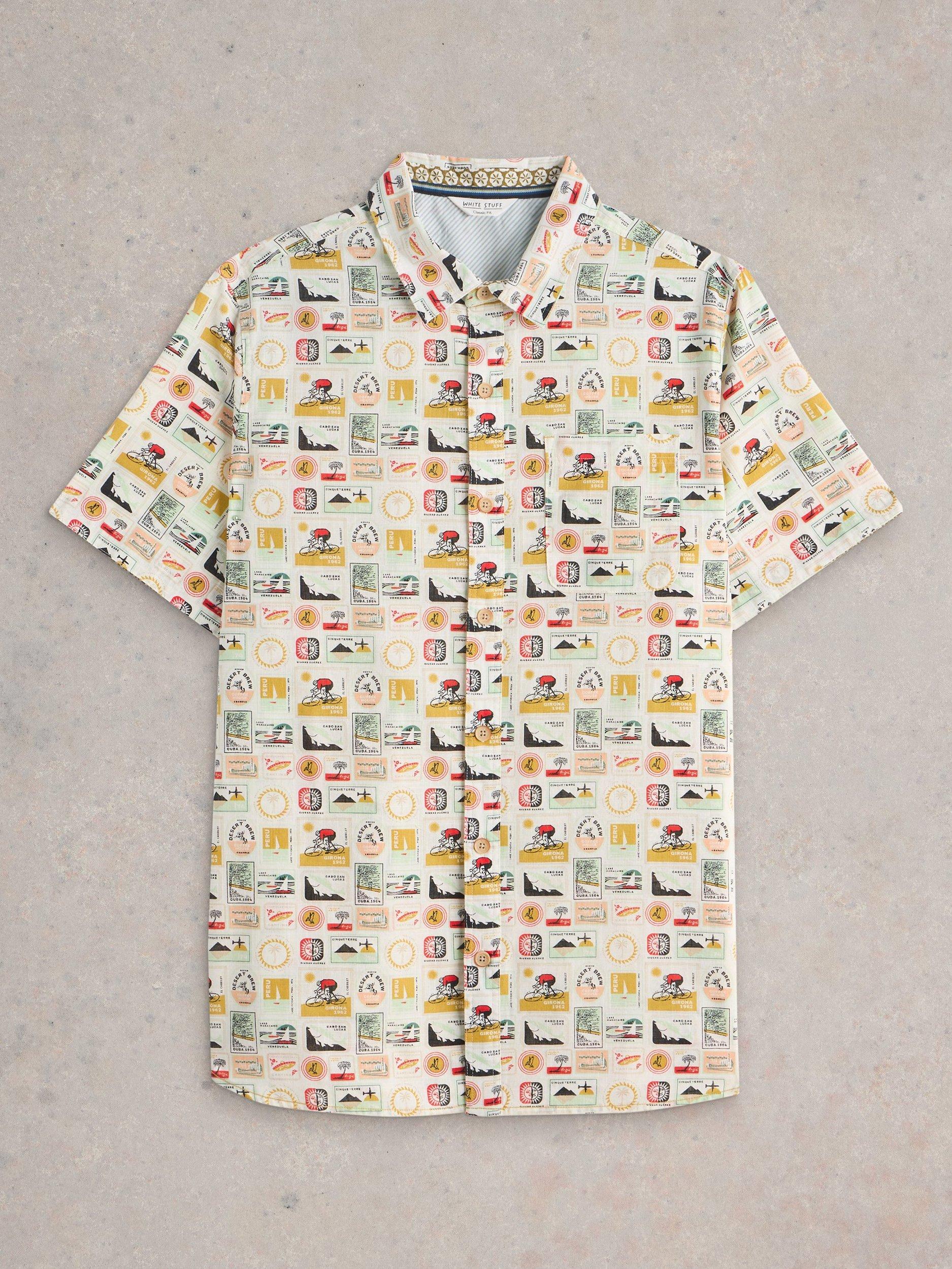 Product image 5 of 6, which shows White Stuff Finsbury Cotton Regular Fit Graphic Shirt, Natural/Multi, XS